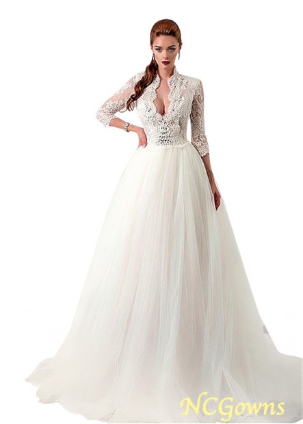 3 4-Length Tulle  Lace A-Line Wedding Dresses