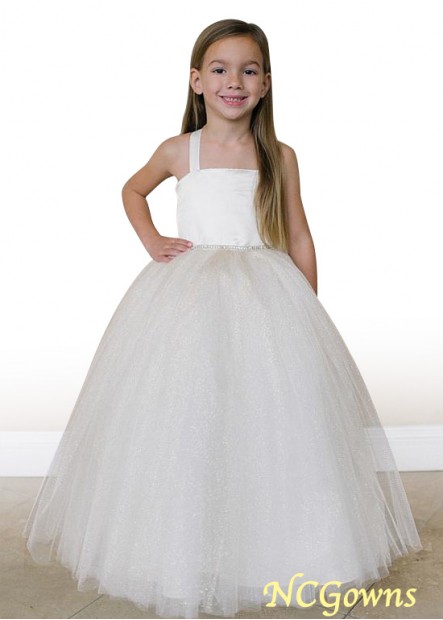 Floor-Length Ball Gown White Flower Girl Dresses T801525394305