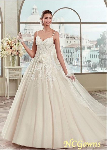 Ncgowns Tulle  Satin Fabric Cathedral 50-70Cm Along The Floor Full Length Wedding Dresses