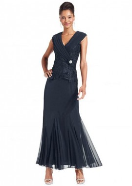 V-Neck Ankle Length Mother Of The Bride and Groom Dresses
