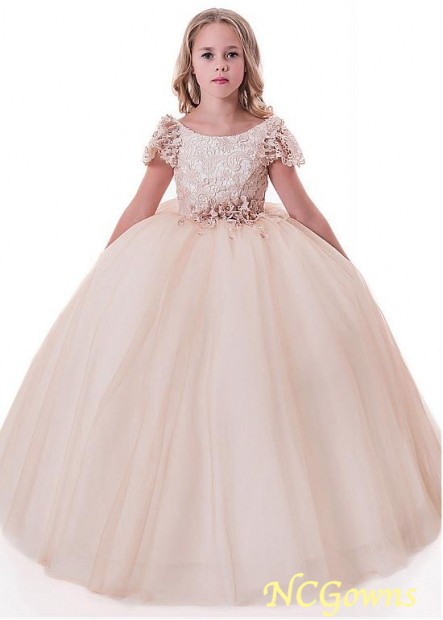 Lace  Tulle Yellow Tone Flower Girl Dresses