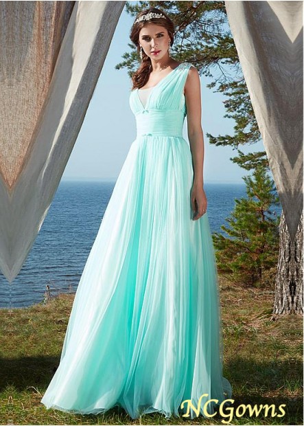 Tulle  Satin Fabric Floor-Length Pleat Prom Dresses T801525413492