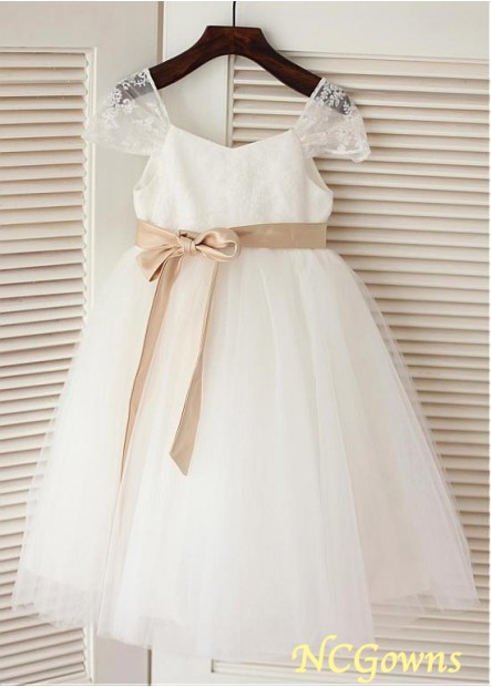 Lace  Tulle Fabric Ball Gown Flower Girl Dresses T801525394436