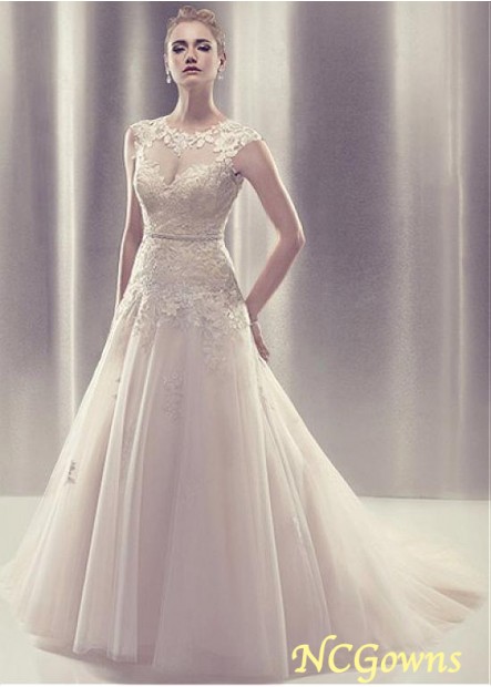 Natural A-Line Jewel Wedding Dresses