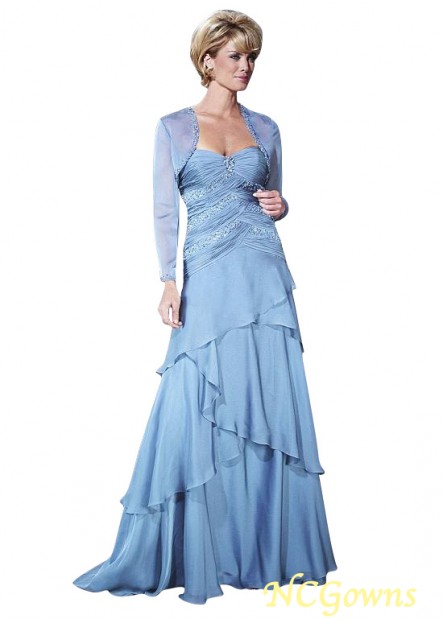 Full Length Blue Tone Color Family Chiffon Fabric Mother Of The Bride Dresses