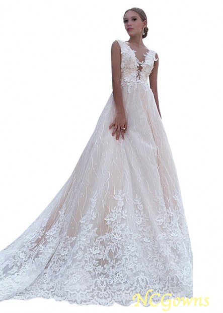 Natural Full Length Cathedral 50-70Cm Along The Floor Train Tulle Wedding Dresses