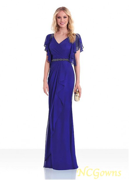 Blue Tone Color Family Sheath Column Silhouette Chiffon Straight Evening Dresses