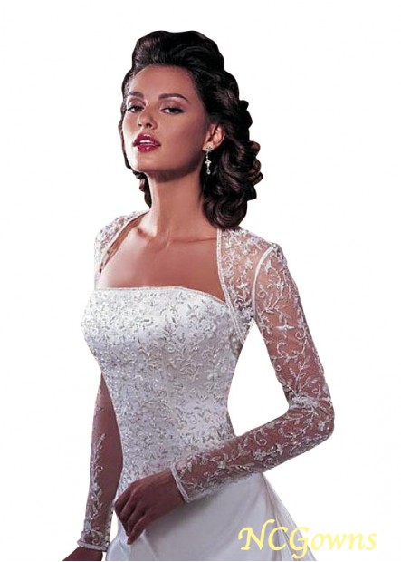 Ncgowns Satinlace Fabric No Waistline Chapel 30-50Cm Along The Floor Strapless Wedding Dresses