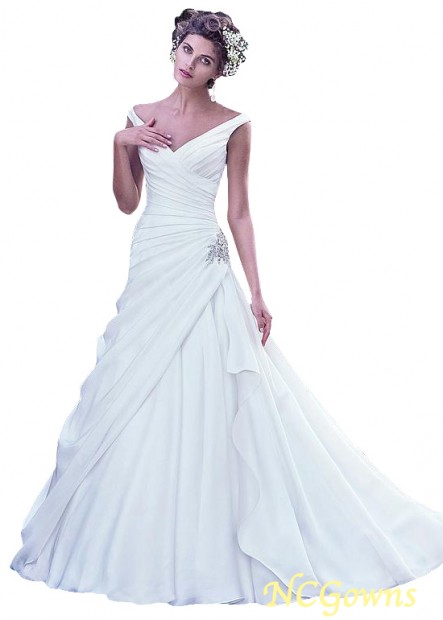 Organza Satin Fabric Natural Full Length Wedding Dresses