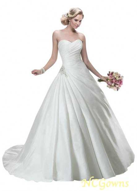 Ncgowns Full Length Length Ball Gown Silhouette Chapel 30-50Cm Along The Floor Sleeveless Sweetheart Wedding Dresses