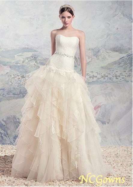 Lace  Organza Fabric Natural A-Line Wedding Dresses