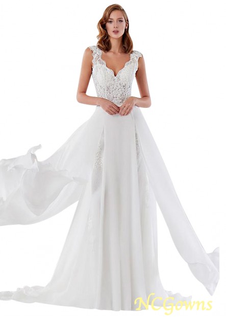 Natural Waistline A-Line Sweep 15-30Cm Along The Floor Sleeveless Wedding Dresses