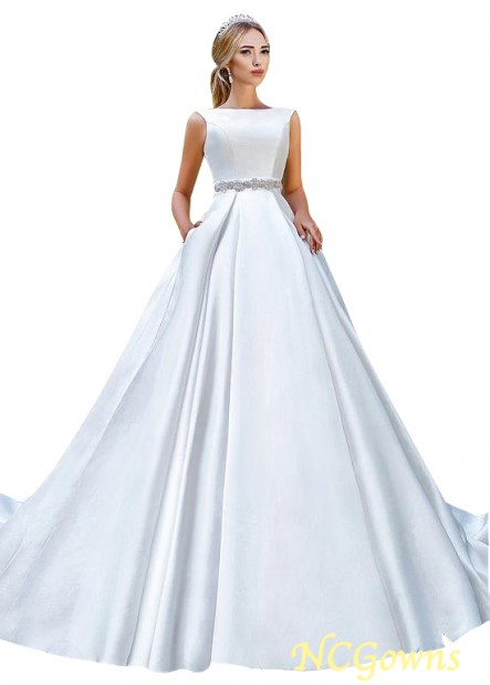 Sleeveless Royal Monarch 70Cm Along The Floor A-Line Bateau Neckline Satin Fabric White Dresses