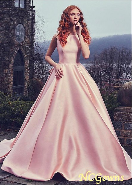 Scoop Satin Full Length Length Sleeveless Sleeve Length A-Line Pink Dresses