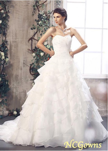 Ball Gown Silhouette Sleeveless Length Full Length Chapel 30-50Cm Along The Floor Train Wedding Dresses