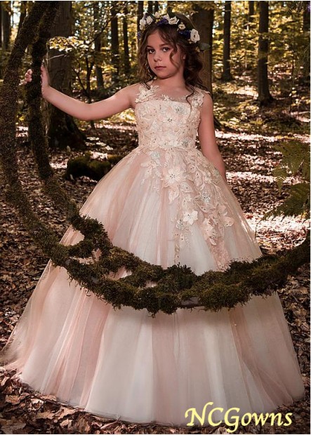 Tulle Floor-Length Hemline Ball Gown Silhouette Flower Girl Dresses T801525393531