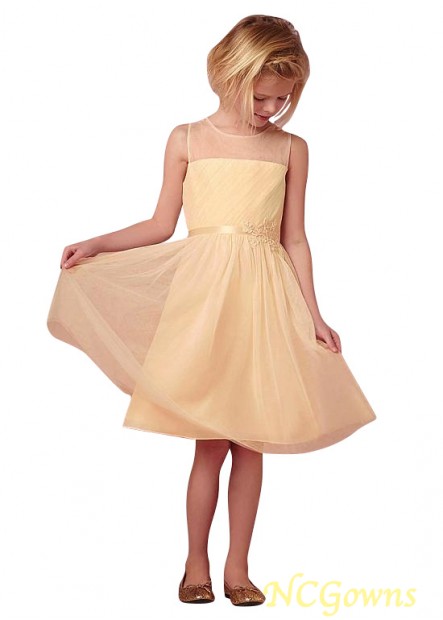 A-Line Silhouette Tulle  Taffeta Flower Girl Dresses