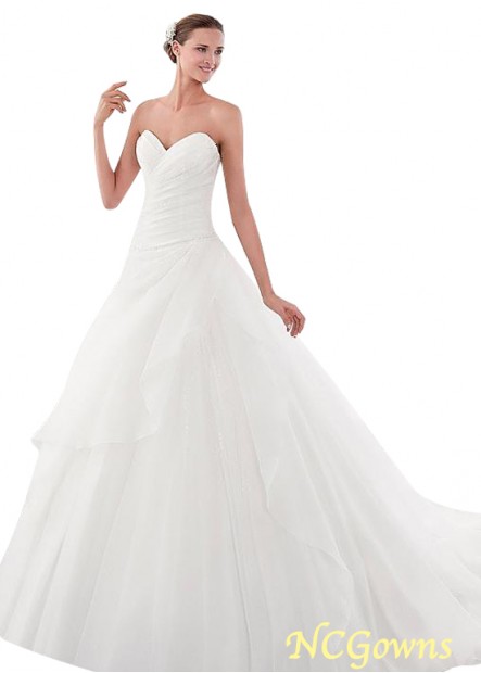 Full Length Sleeveless Sleeve Length Sweetheart Tulle  Organza Wedding Dresses