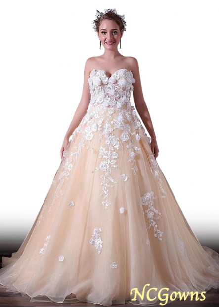 Tulle Fabric A-Line Silhouette Wedding Dresses T801525318542