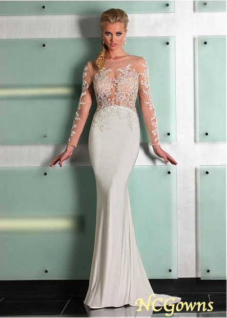 White Jewel Neckline Floor-Length Special Occasion Dresses