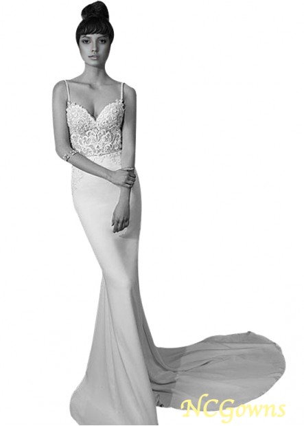 Spaghetti Straps Neckline Mermaid Trumpet Tulle  Chiffon Fabric Sleeveless Sleeve Length Full Length Length Wedding Dresses