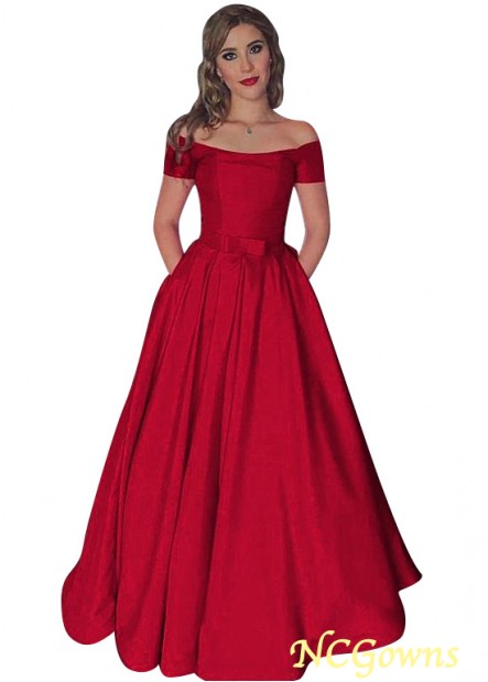 Pleat Without Train Floor-Length Red Tone Evening Dresses
