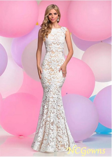 Floor-Length Mermaid Trumpet Bateau All-Over Lace Fabric White Dresses