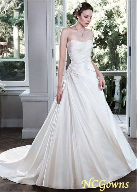 Sweetheart Neckline A-Line Natural Waistline Satin Wedding Dresses