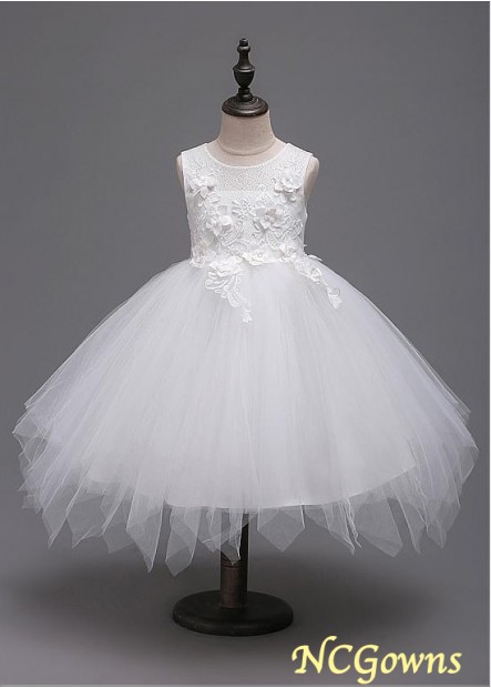 Ball Gown Tulle  Lace Ankle-Length White Dresses