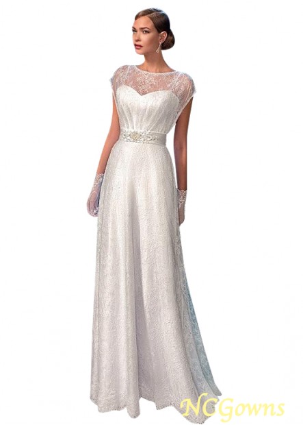 Natural Short Full Length A-Line Jewel Neckline Wedding Dresses