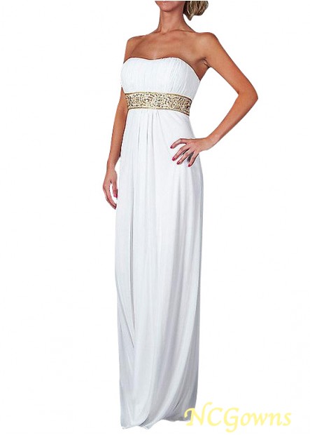 White Color Family Floor-Length Hemline Sheath Column Silhouette Straight White Dresses