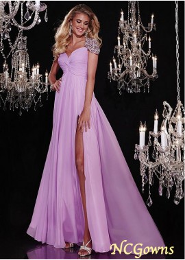 Purple Floor-Length Tulle  Silk-Like Slit Special Occasion Dresses T801525412769