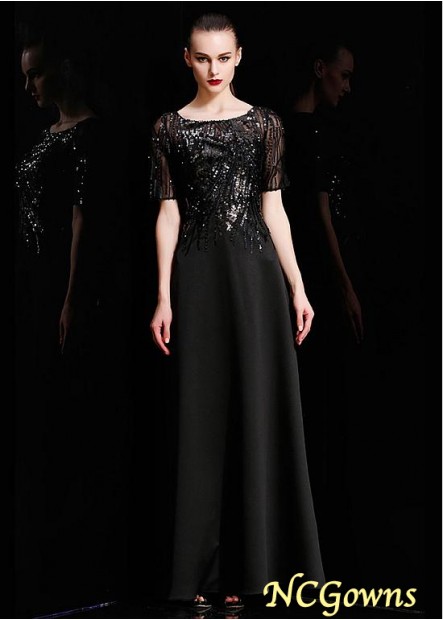 Floor-Length Tulle  Satin Fabric Black Dresses
