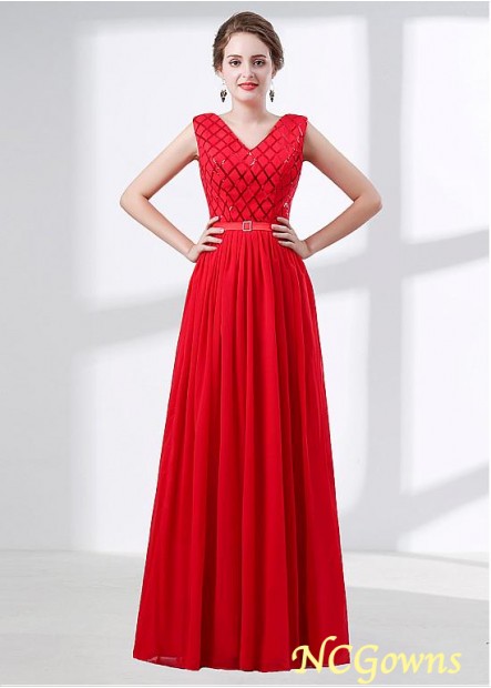 Red Tone Pleat Floor-Length Special Occasion Dresses
