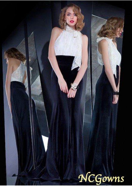Floor-Length Hemline Sheath Column Silhouette Black And White Dresses
