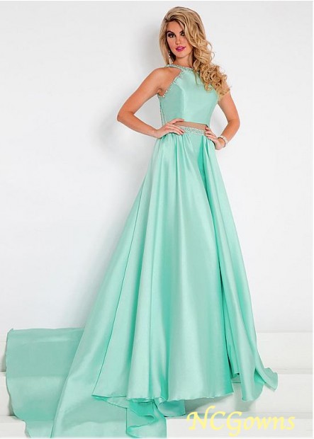 Jewel Green Color Family Satin Fabric Floor-Length Pleat Skirt Type Special Occasion Dresses