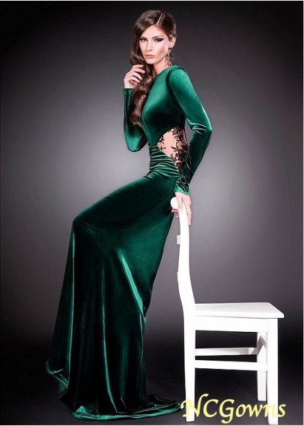 Fleece Green Floor-Length Special Occasion Dresses