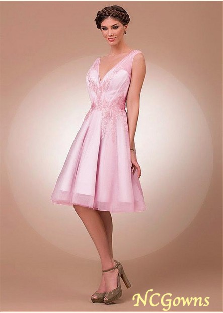 A-Line Tulle Fabric Pink Dresses