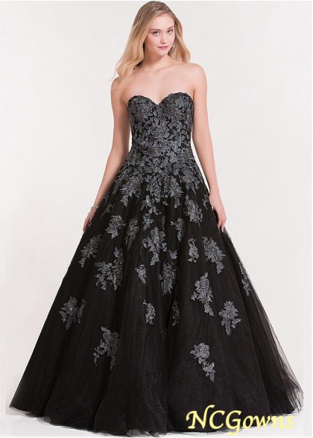 Black Tulle  Organza Floor-Length Sweetheart Neckline Special Occasion Dresses