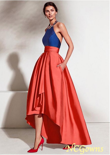 A-Line Satin Orange Pleat Skirt Type Special Occasion Dresses