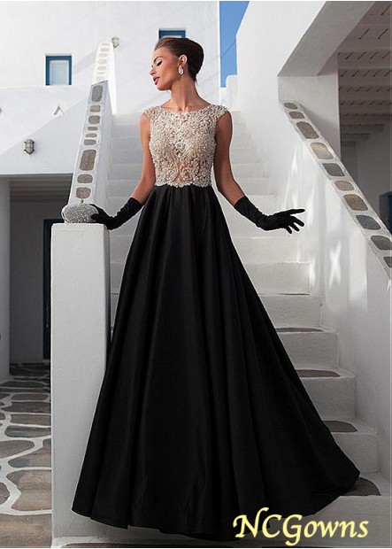 Floor-Length Black A-Line Black Dresses