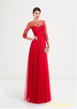 Floor-Length Red Tone Color Family A-Line Special Occasion Dresses