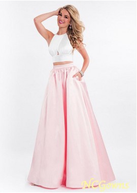 Ncgowns Satin A-Line Silhouette Halter Pink Dresses