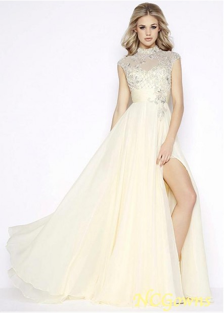 Floor-Length A-Line Silk-Like Chiffon Fabric Slit Skirt Type Special Occasion Dresses T801525401522