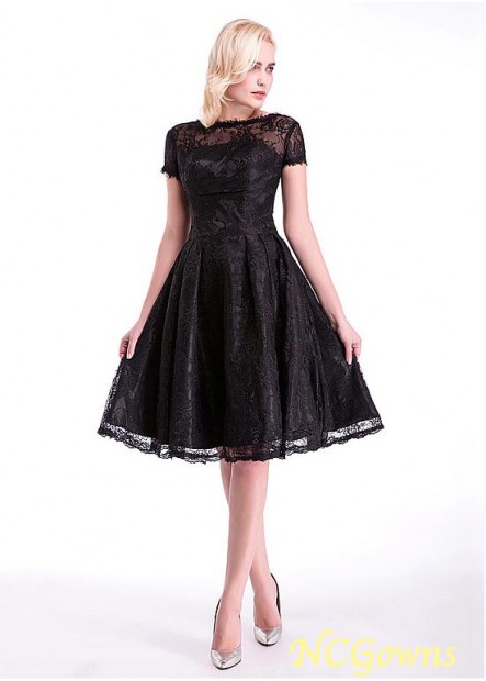 Circle Black Bateau Lace Special Occasion Dresses