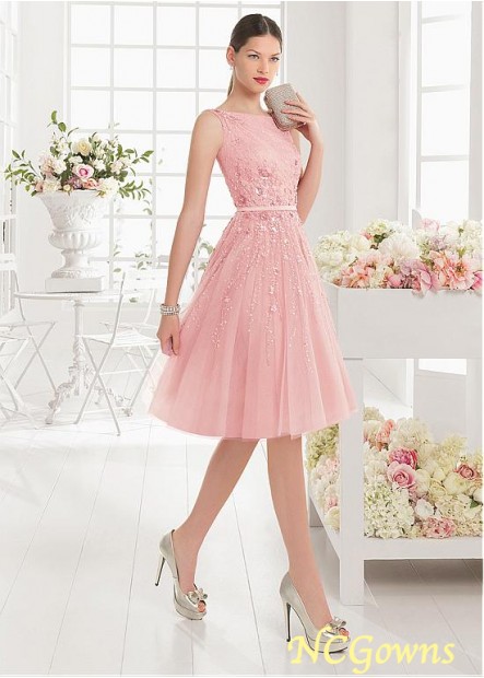 Knee-Length Pink Bateau A-Line Special Occasion Dresses