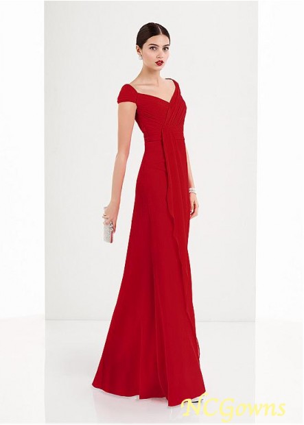 Floor-Length Straight Chiffon Red Tone Red Dresses T801525409626