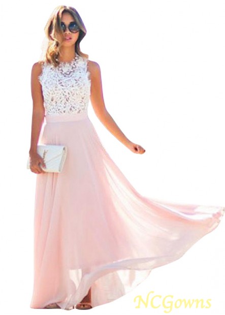 Pink Color Family A-Line Pleat Skirt Type Evening Dresses