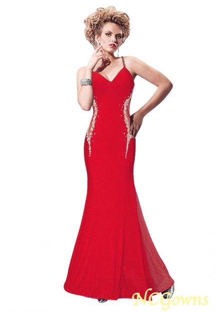 Ncgowns Slit Skirt Type Floor-Length Mermaid Trumpet Red Dresses