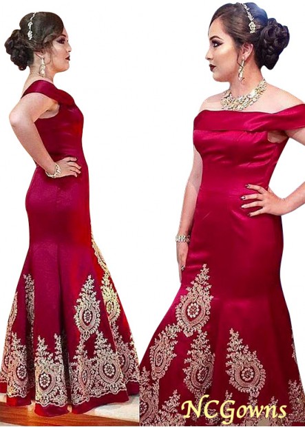 Without Train Red Tone Color Family Floor-Length Satin Fishtail Skirt Type Plus Size